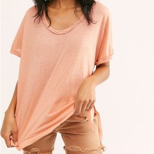 💕NWT FREE PEOPLE UNDER THE SUN TEE PEACH PIT XS**